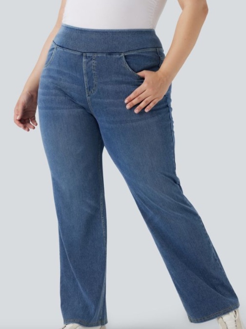 HALARA Women's Blue Straight Leg Jeans -med blue